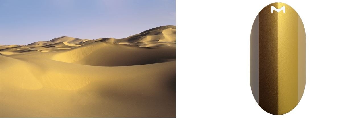 彩铝颜料Meoxal® F120-30 CWT Taklamakan Gold 塔克拉玛干沙漠金灵感与色彩效果展示